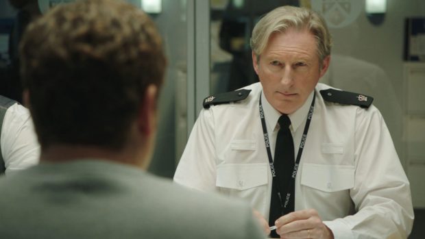 DCI Ian Buckells (Nigel Boyle), gets a grilling from Supt Ted Hastings (Adrian Dunbar)