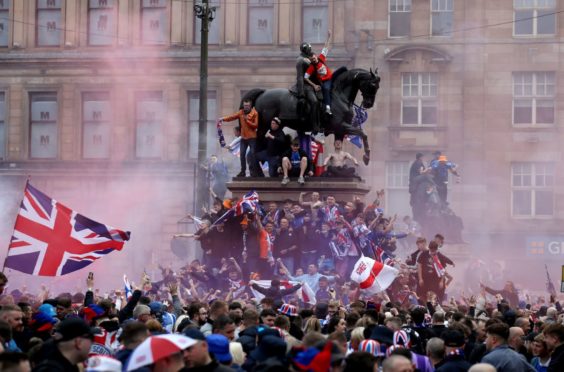 Rangers fans in George Square