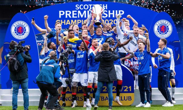 Rangers lift the Premiership trophy