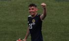 Billy Gilmour waves to the fans after being named man of the match against England