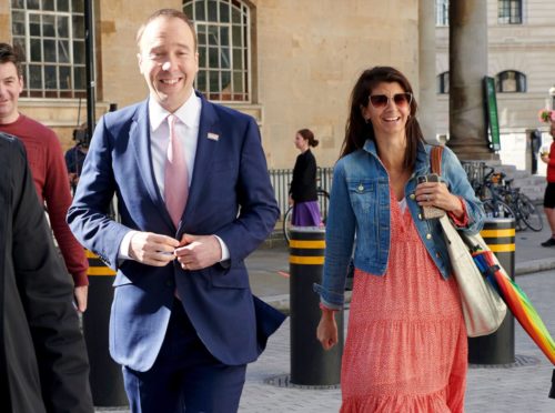 Health Secretary Matt Hancock is seen outside the BBC building with his closest aide Gina Coladangelo.