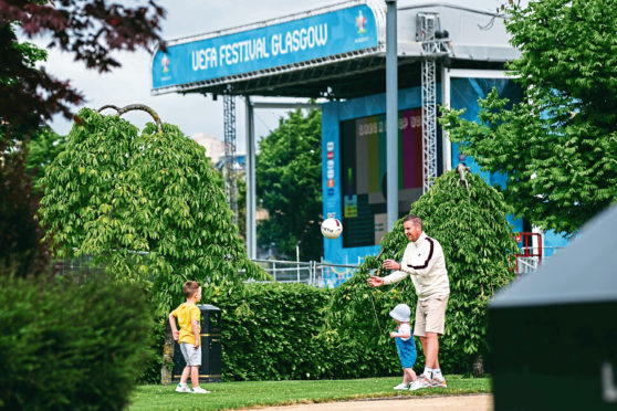 The Fanzone for the Euro 2020s being set up in Glasgow Green, ahead of the tournament starting next week.