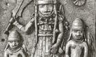 One of the Benin Bronze plaques which originally decorated the royal palace of the Benin Kingdom in modern-day Nigeria.
