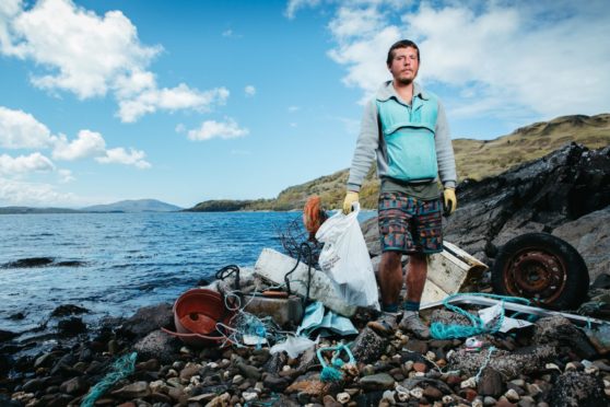 Ben Taylor has been stopping regularly to clean beaches, such as on Loch Melfort near Oban