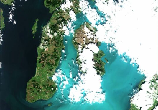 Huge algae blooms captured from space in the Firth of Clyde.