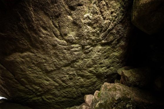 Prehistoric carvings found at the site.