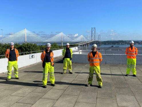 Workers on the Forth Road Bridge project