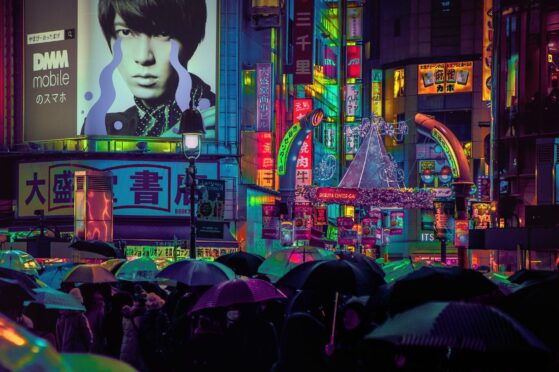 Wong on his photograph Neon Noir: "A sea of umbrellas passing through Shibuya Crossing in the rain at night, top left. My favourite time to capture the streets is during heavy rain, as people are always in a hurry to be somewhere."