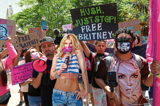 Britney Spears fans at a court hearing concerning the pop singer's conservatorship