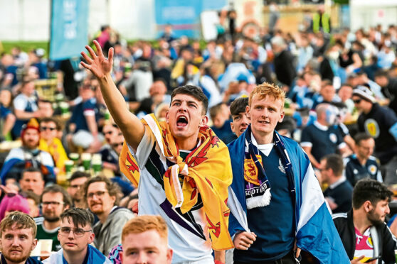 Fans flock to Glasgow Fan Zone for the Euro2020 match between England and Scotland at Wembley