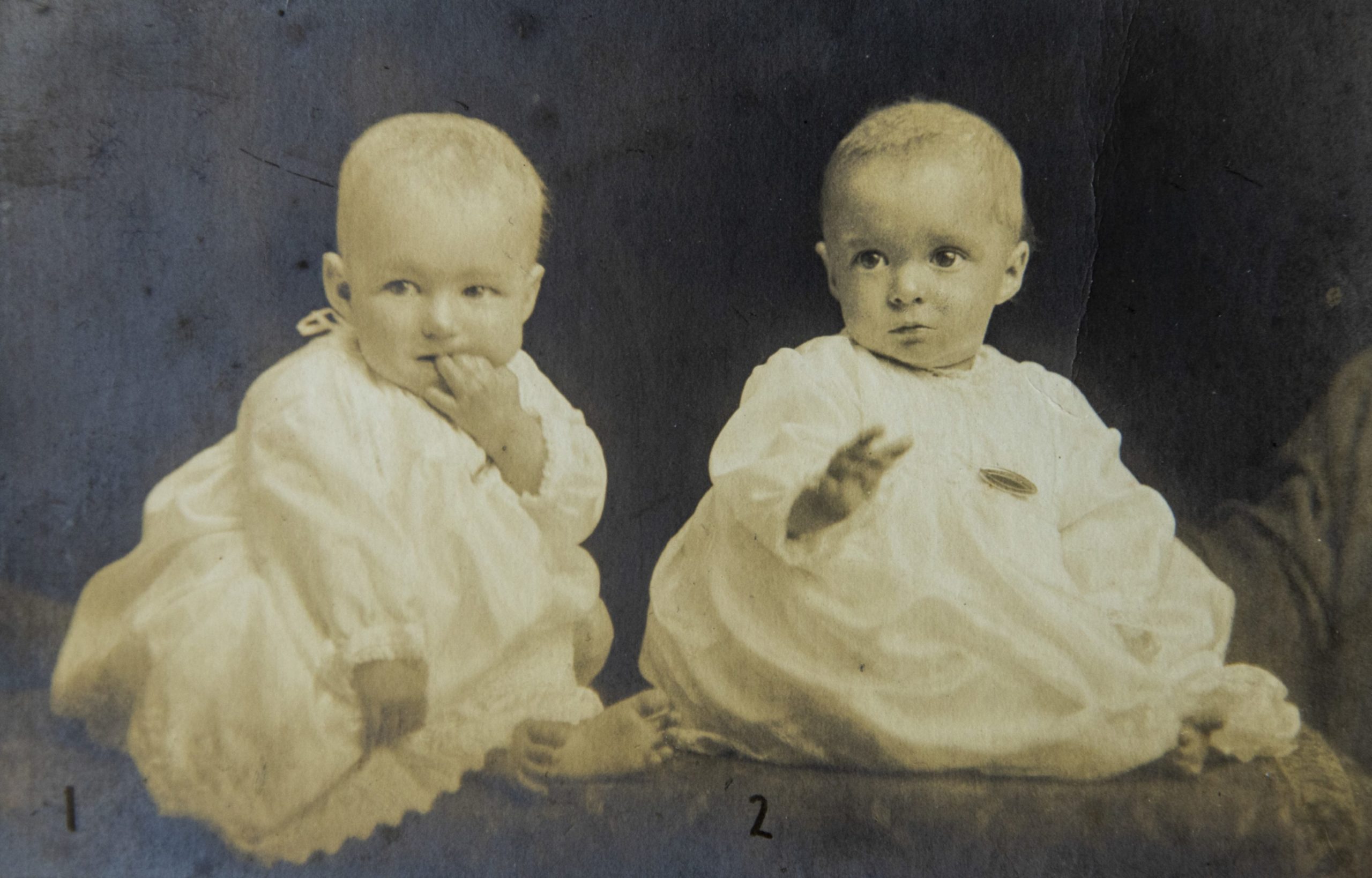 Twin babies Maureen, left, and Margaret in 1921