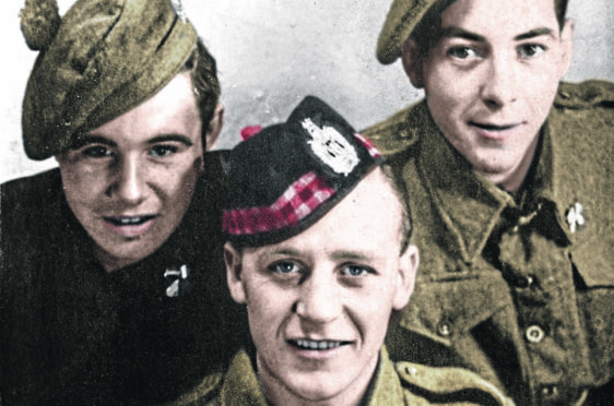 Private Tommy Connolly, right, with comrades in King’s Own Scottish Borderers