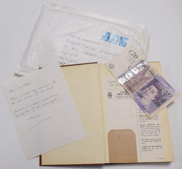 The book, apology letter and £20 note