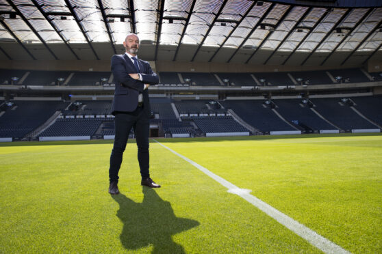 Scotland manager Steve Clarke at Hampden after signing his new deal with the SFA