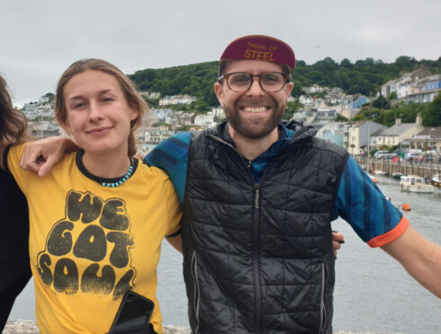 Georgie Cottle (l) and David Charles (r) in East Looe, after completing letter R.