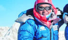 Lakba Sherpa on the summit of Ama Dablam in Nepal