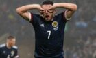 John McGinn opts for an unusual celebration after scoring Scotland’s opener against Israel at Hampden last night.