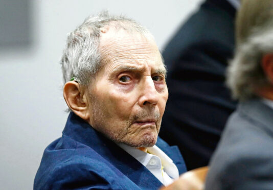 Real estate heir Robert Durst sits during his murder trial at the Airport Branch Courthouse in Los Angeles.