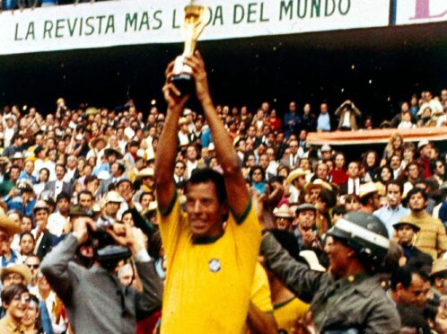 Carlos Alberto raises the World Cup aloft in Mexico back in 1970.