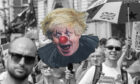 Pro-EU protesters march on Whitehall in 2018, with a caricature of Boris Johnson as a clown – how his persona is perceived by some critics.