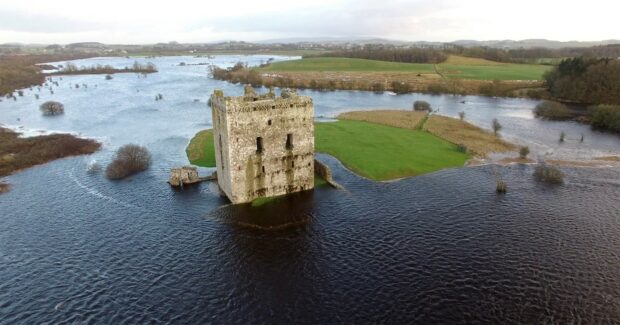 Flooded Threave Castle.