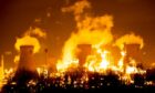 Flames light up the range sky over Grangemouth oil refinery