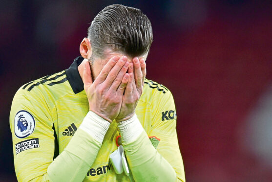 Ralf Rangnick won’t want to see David de Gea strike this pose for the rest of the season