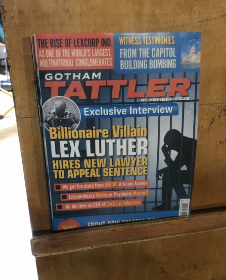 Lex Luthor is featured on the 'Gotham Tattler' (Pic: Ross Crae)