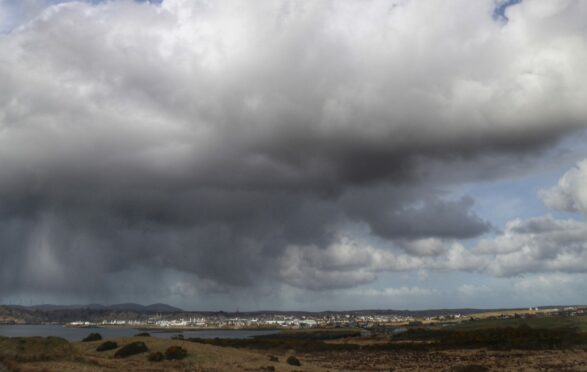 Storm clouds gather over Stornoway, the capital of Lewis and Harris in the Western Isles