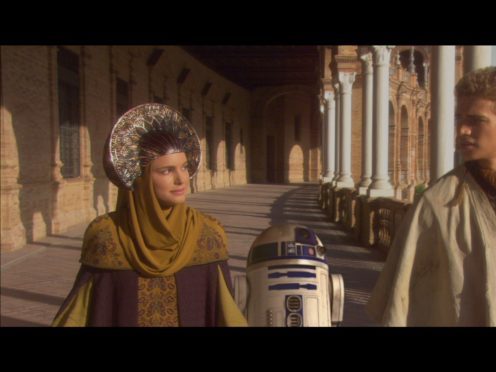 Natalie Portman wore the gown created by Trisha Biggar in Star Wars: Attack of the Clones (Lucasfilm Ltd & TM. All Rights Reserved)