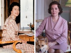 The Queen at Balmoral in 1972 and Olivia Colma as the monarch in drama The Crown (PA)