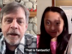 Bella showed off her arm during a Skype call with Mark Hamill (Open Bionics/PA)