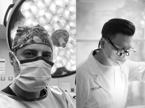 Dr Minas Chrysopoulo, plastic surgeon at the PRMA centre in Texas, left, and Dr Julian Liew, consultant plastic surgeon working in Melbourne, Australia (Don’t Mask The Light/PA)