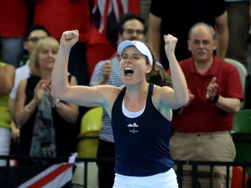 Johanna Konta helped Great Britain to reach World Group II in the Billie Jean King Cup in 2019 (Adam Davy/PA)