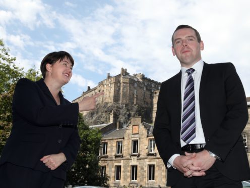 Scottish Conservative leader Douglas Ross was asked if he felt overshadowed by the high profile role of predecessor Ruth Davidson in the Tories’ election campaign (Andrew Milligan/PA)