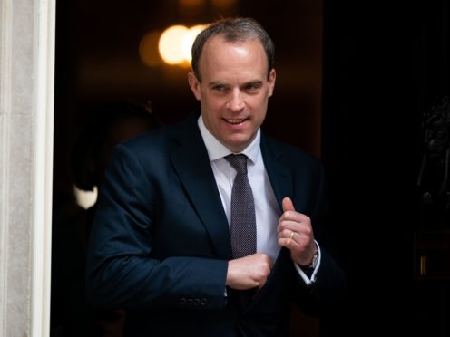 Foreign Secretary Dominic Raab said the UK will stand with the US against ‘malign’ Russian behaviour (Aaron Chown/PA)