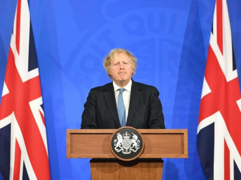 Prime Minister Boris Johnson during a media briefing in Downing Street, London, on coronavirus (Stefan Rousseau/PA)