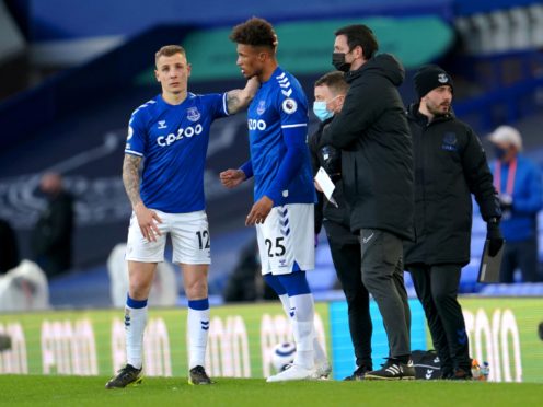 Jean-Philippe Gbamin (centre) came off the bench in Everton’s 1-1 draw with Crystal Palace (Jon Super/PA).
