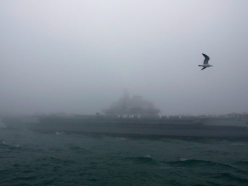 The Chinese People’s Liberation Army (PLA) Navy aircraft carrier Liaoning (Mark Schiefelbein/AP)
