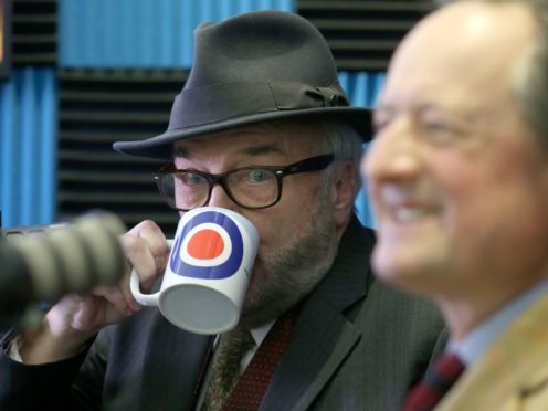 George Galloway, left, and Jamie Blackett have launched the All For Unity Party manifesto (Andrew Milligan/PA)