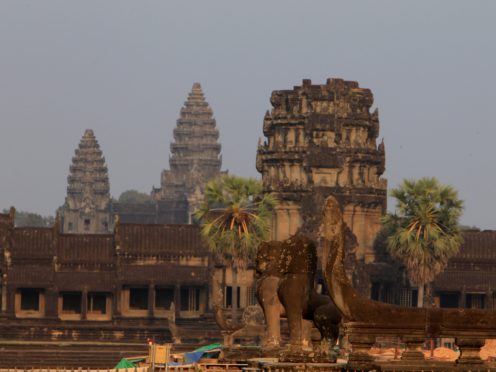 A view from outside Angkor Wat temple is seen in Siem Reap, northwestern Cambodia (Heng Sinith/AP)