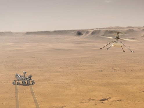 Nasa’s Ingenuity helicopter is set for its first ever controlled flight on Mars (NASA/JPL-Caltech)