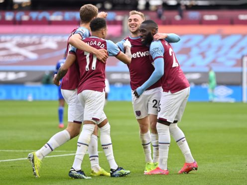 West Ham would be on the verge of the Premier League title with the six European Super League clubs removed (Justin Setterfield/PA)