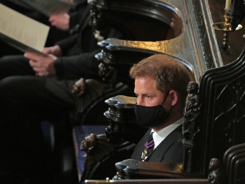 The Duke of Sussex during the funeral (Yui Mok/PA)