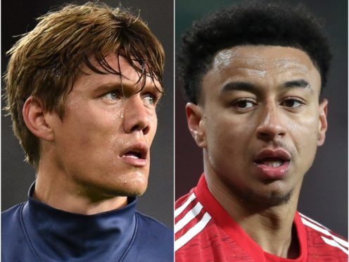 Jannik Vestergaard and Jesse Lingard (Oli Scarff/Martin Rickett/PA)