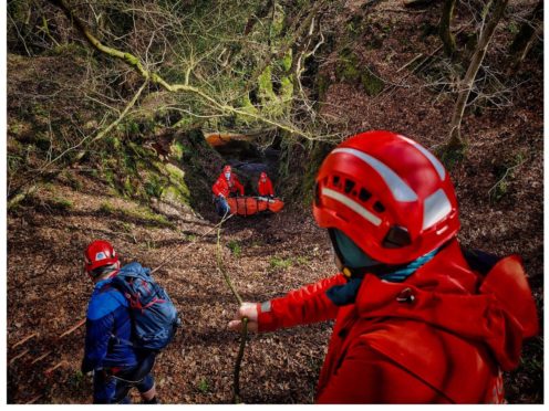 The 24-year-old being rescued at Finnich Glen (Lomond Mountain Rescue Team/PA)
