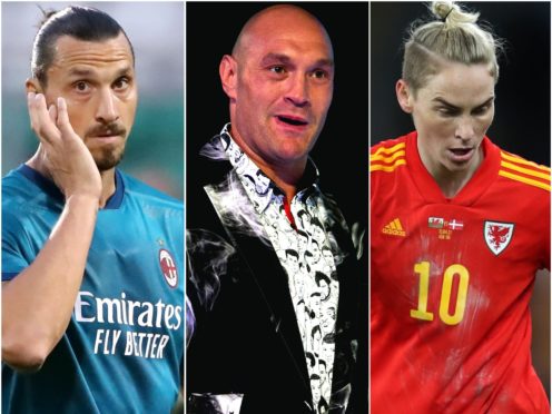 Zlatan Ibrahimovic, Tyson Fury and Jess Fishlock (Niall Carson/Kirsty O’Connor and David Davies/PA)