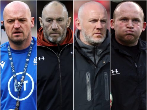 Gregor Townsend, Robin McBryde, Steve Tandy and Neil Jenkins (Andrew Matthews/Mike Egerton/Niall Carson and David Davies/PA)
