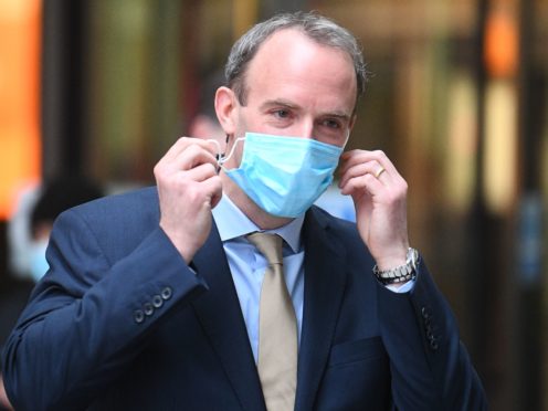 Dominic Raab has urged caution in the ‘last lap’ of the fight against coronavirus (PA)
