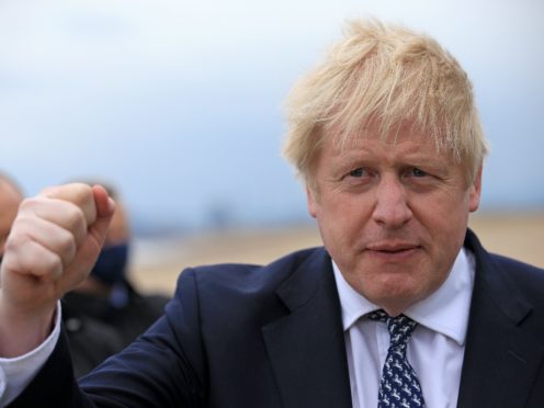Prime Minister Boris Johnson in Hartlepool (Lindsey Parnaby/PA)